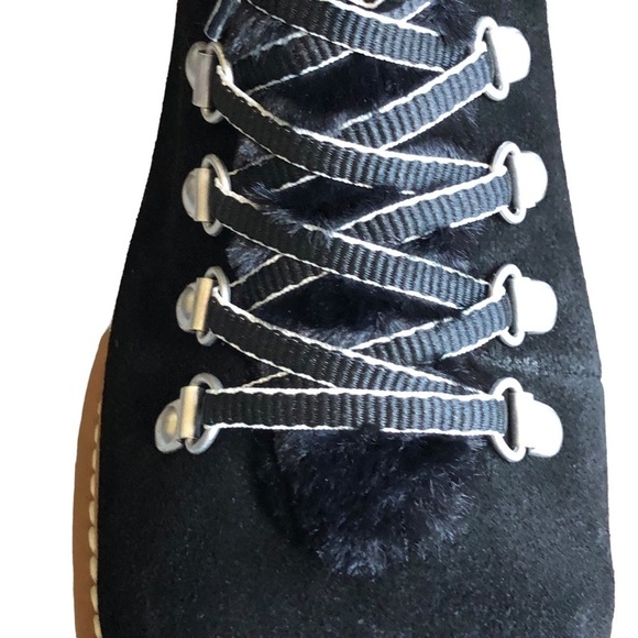 Splendid NWT Evita Lace Up Suede Faux Fur Trim Winter Boot Black Size 10 - Picture 11 of 15